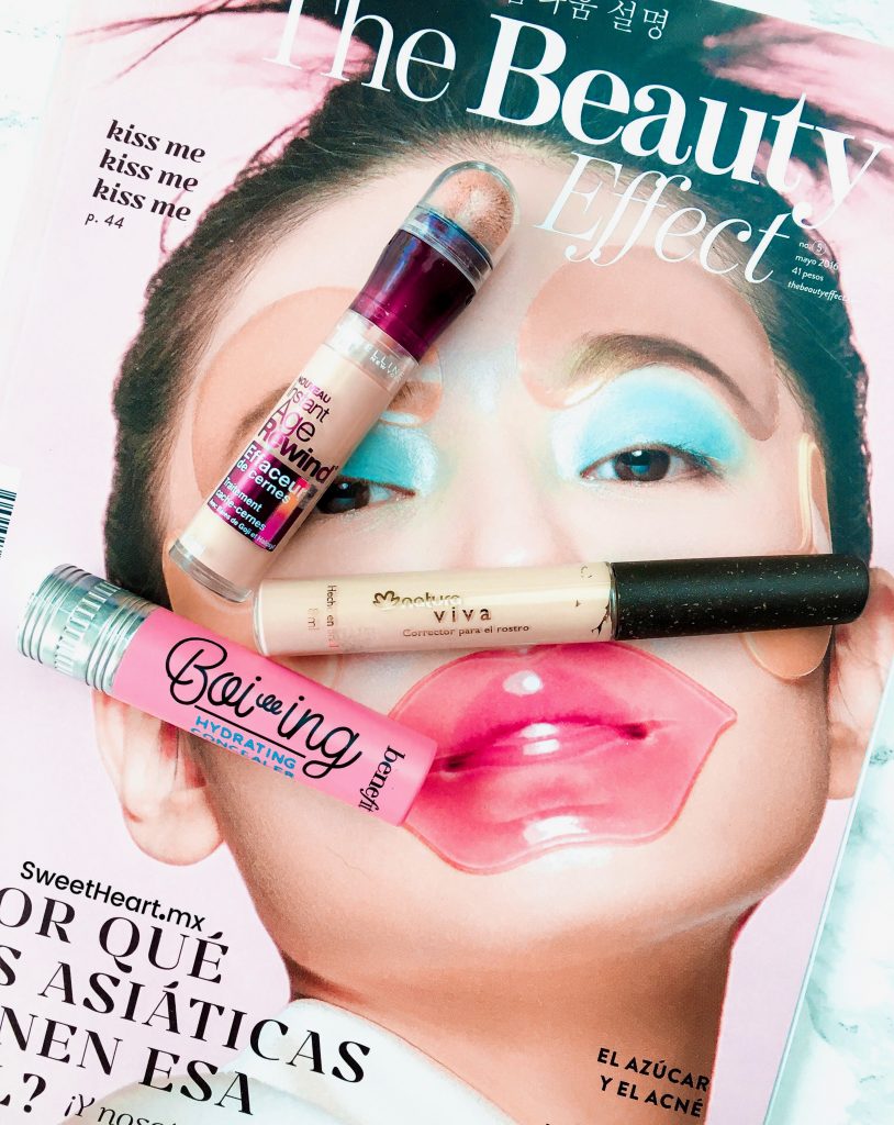 Reseña del corrector Age rewind de Maybelline,Boiing de Benefit y Natura